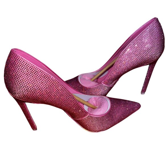 Barbie X Aldo Pink Crystal High Heel Pumps Size 9 Sexy Bling Doll Sparkle Shoes - Picture 9 of 14